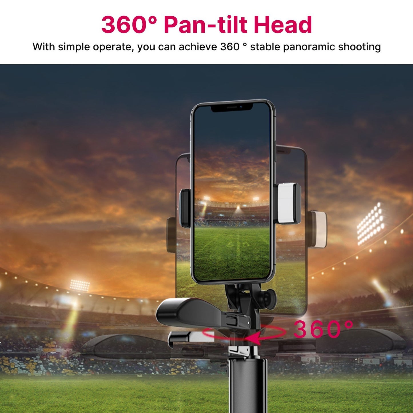 Uniqkart MT-53 Aluminum Alloy Extendable Selfie Stick Tripod Anti-shake Stand with Phone Holder Built-in LED Fill Light Remote Shutter