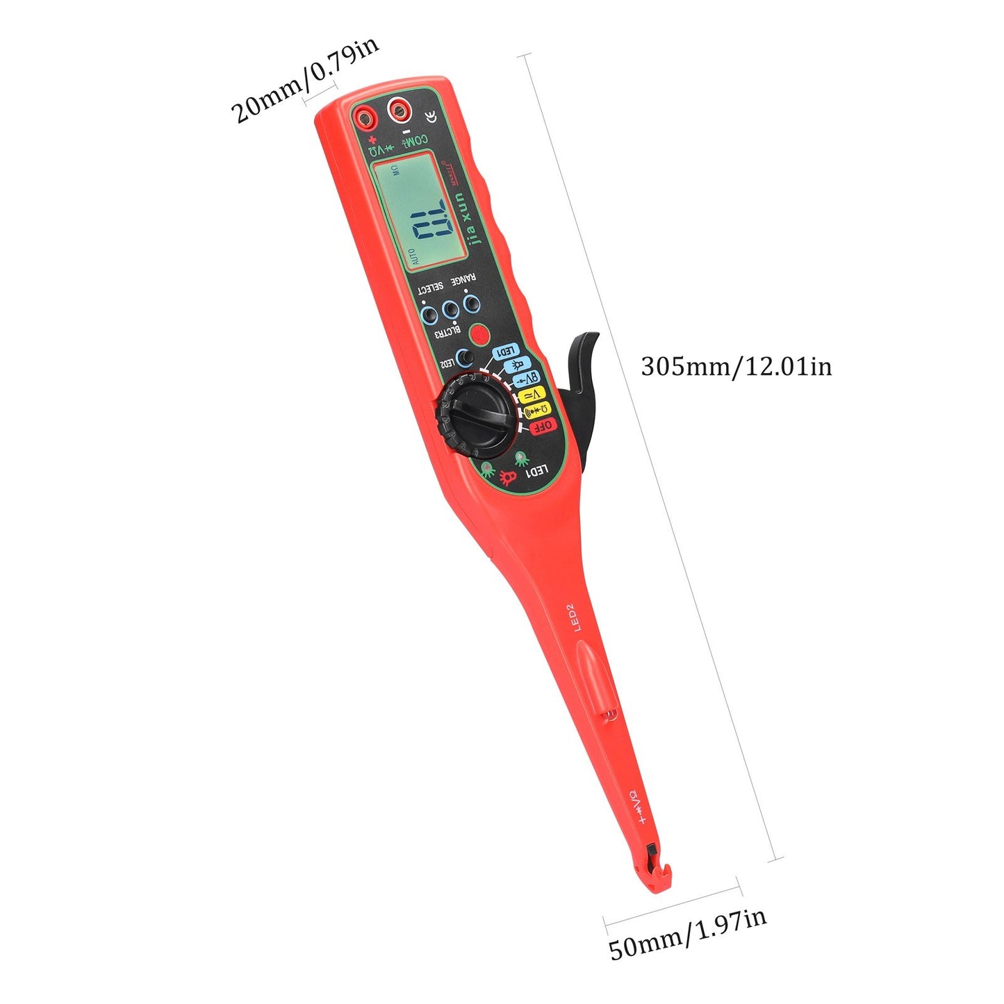 Portable Car Auto Circuit Tester Handheld Intelligent Multimeter with LED Lamp Auto Repairs Multimeter Automatic Ranges 24V Resistance Voltage Diode Continuity Testing Tool - Red