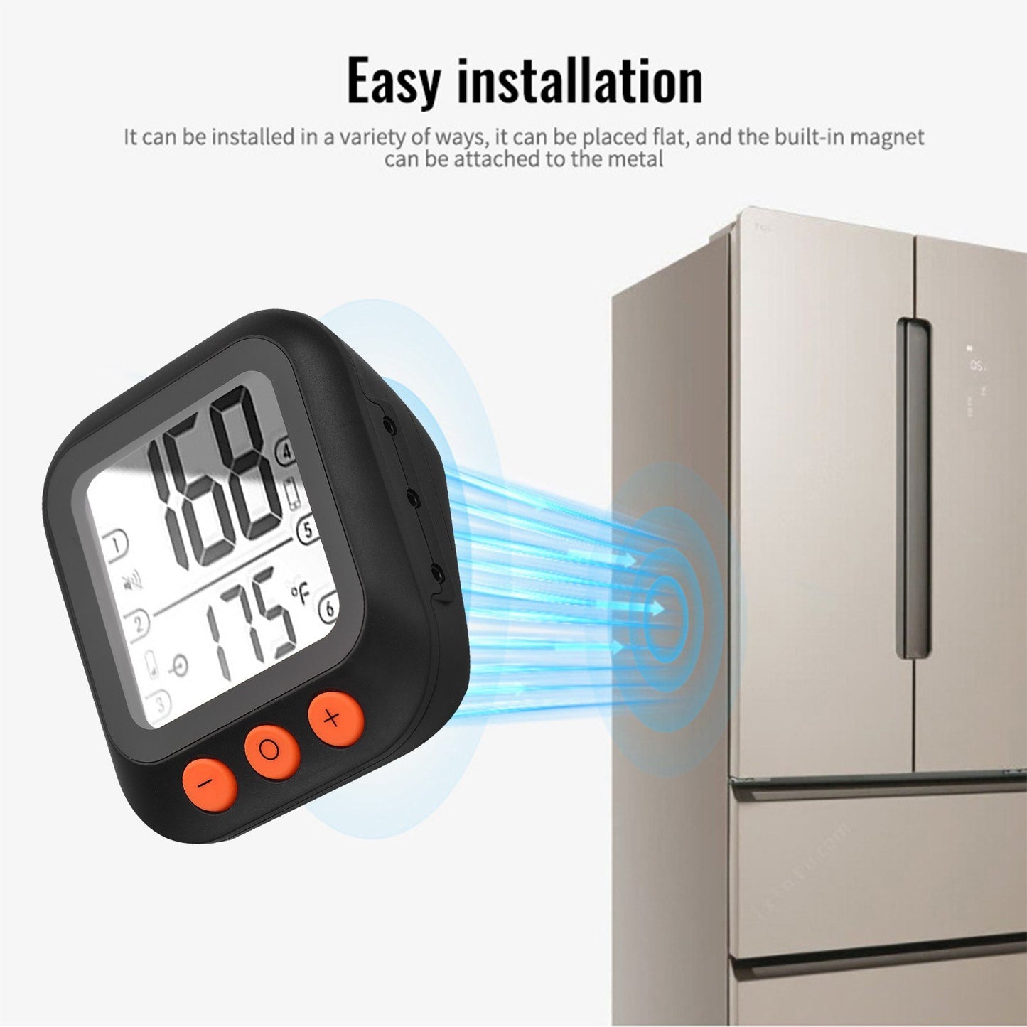 Digital LCD Display Smart Meat Thermometer with 4 Probes 262ft BT Distance APP Remote Control Timer Sharing Alarm Temperature Smart Cooking Thermometers for Barbeque Grill Oven Kitchen