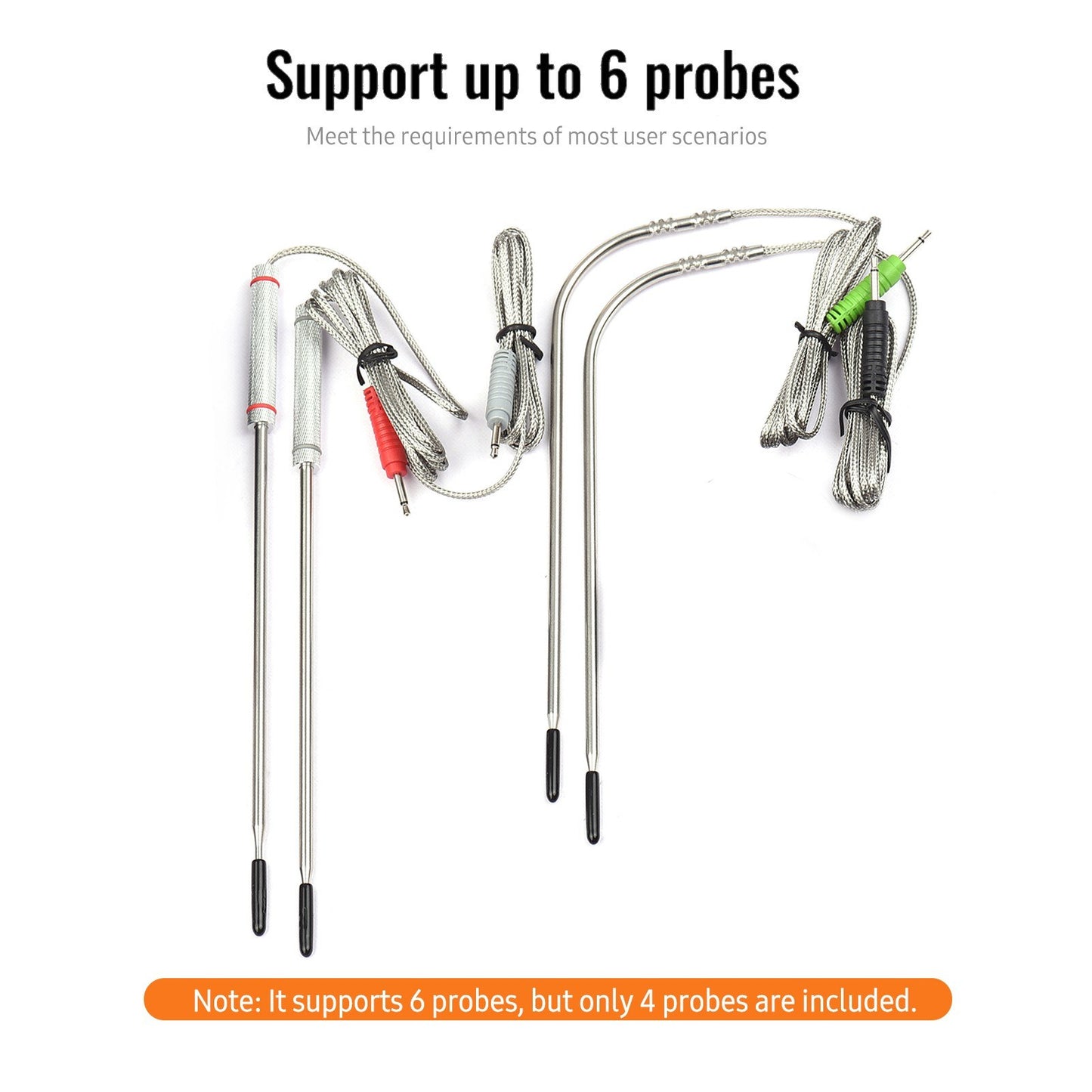 Digital LCD Display Smart Meat Thermometer with 4 Probes 262ft BT Distance APP Remote Control Timer Sharing Alarm Temperature Smart Cooking Thermometers for Barbeque Grill Oven Kitchen