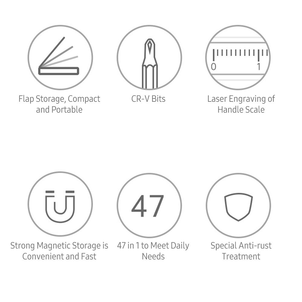 JAKEMY 47Pcs / Set Multifunctional Screwdriver Bits Socket Set High Precision Drive Socket Set H4x28mm Bits CR-V Alloy Steel Bits Kit with Magnetic Soft Pad for Home - White