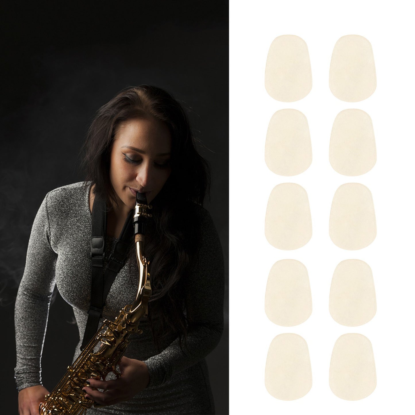 10PCS For Saxophone Clarinet Mouthpiece Silicone Pads Patch Cushion 0.5mm Thick Pad - Transparent