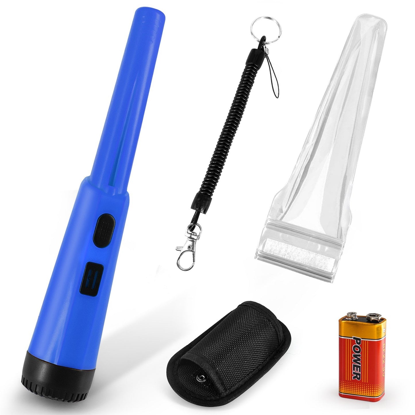 Portable Handheld Metal Pin Pointer GP-Pointers Rod Detector Underground Wiring Detector 360-Degree Search Gold Finder Bolt Finder with Spring Buckle/Wrist Guard/Waterproof Bag/Battery - Blue
