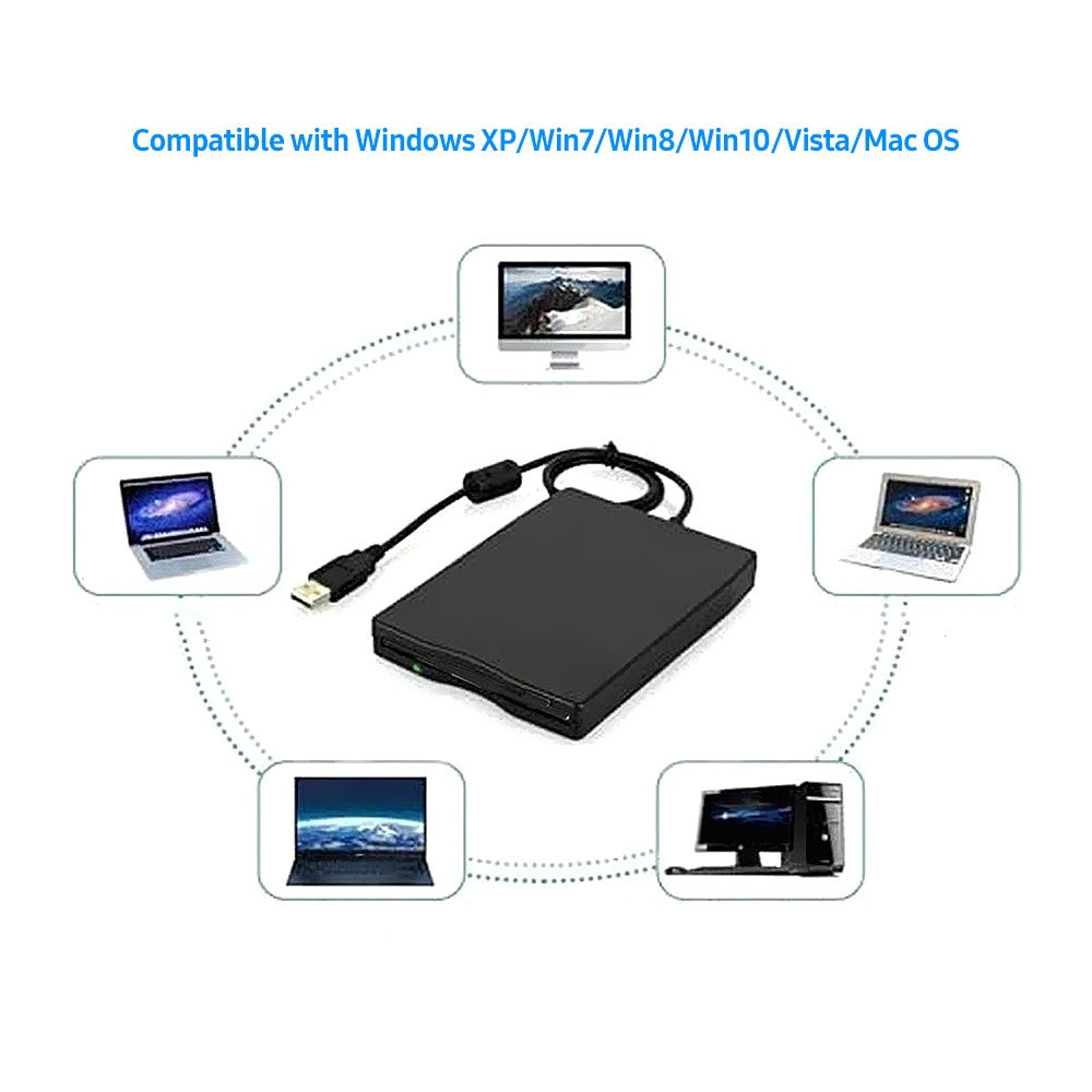 USB External Floppy Disk Drive Portable 3.5 inch Floppy Disk Drive USB Interface Plug and Play Low Noise for PC Laptop