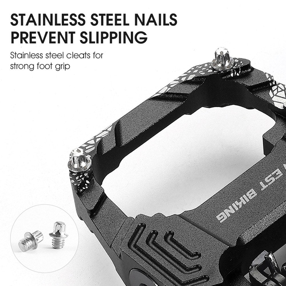1Pair Metal MTB Bike Pedals Dual Platform SPD Clipless Wear-resistant Bicycle Pedals Sealed Bearing for Mountain Road Bikes - Black