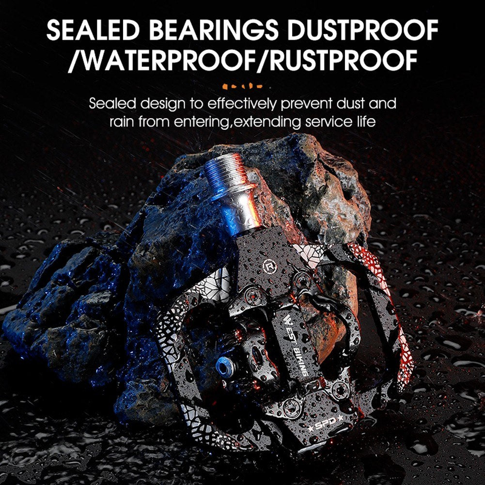 1Pair Metal MTB Bike Pedals Dual Platform SPD Clipless Wear-resistant Bicycle Pedals Sealed Bearing for Mountain Road Bikes - Black