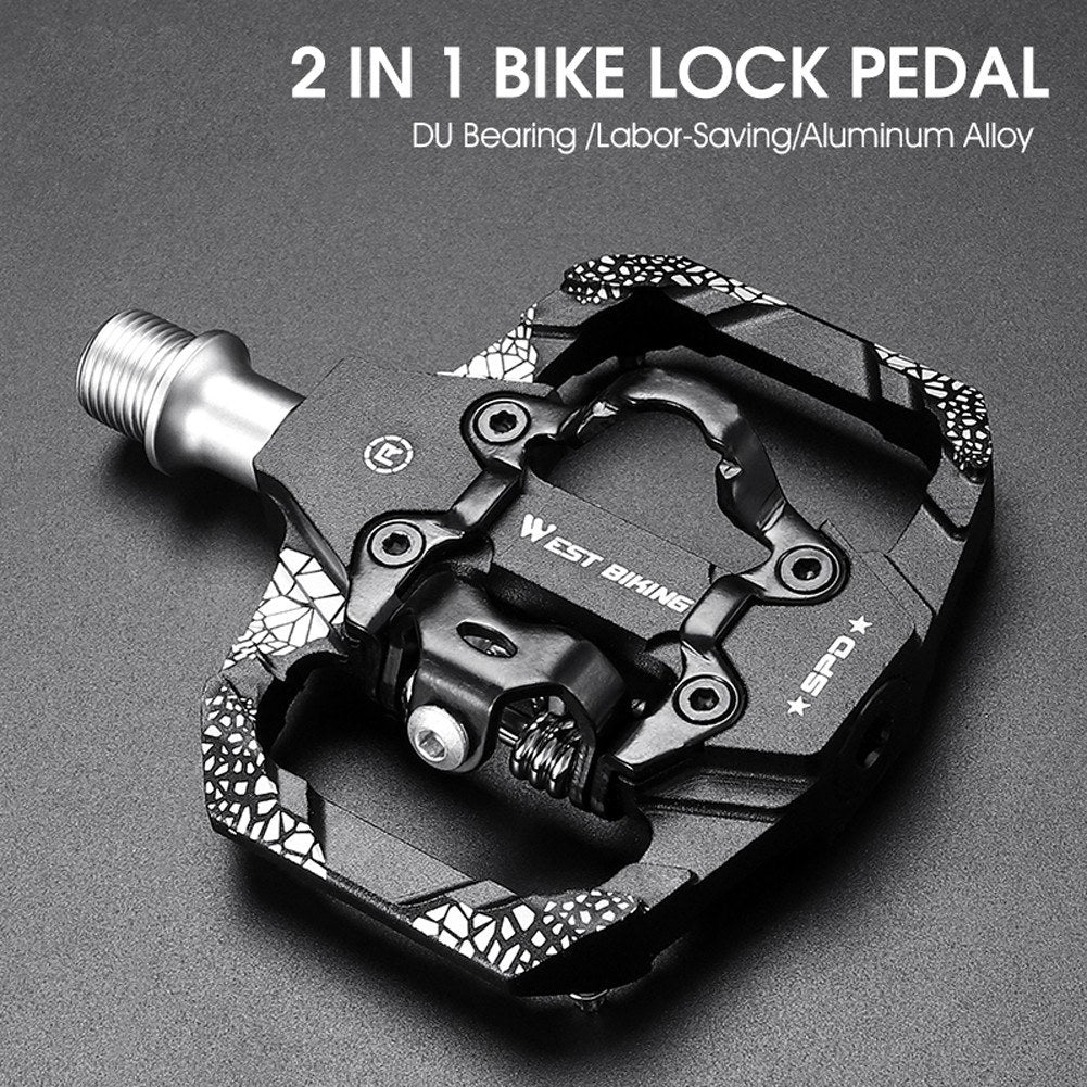 1Pair Metal MTB Bike Pedals Dual Platform SPD Clipless Wear-resistant Bicycle Pedals Sealed Bearing for Mountain Road Bikes - Blue