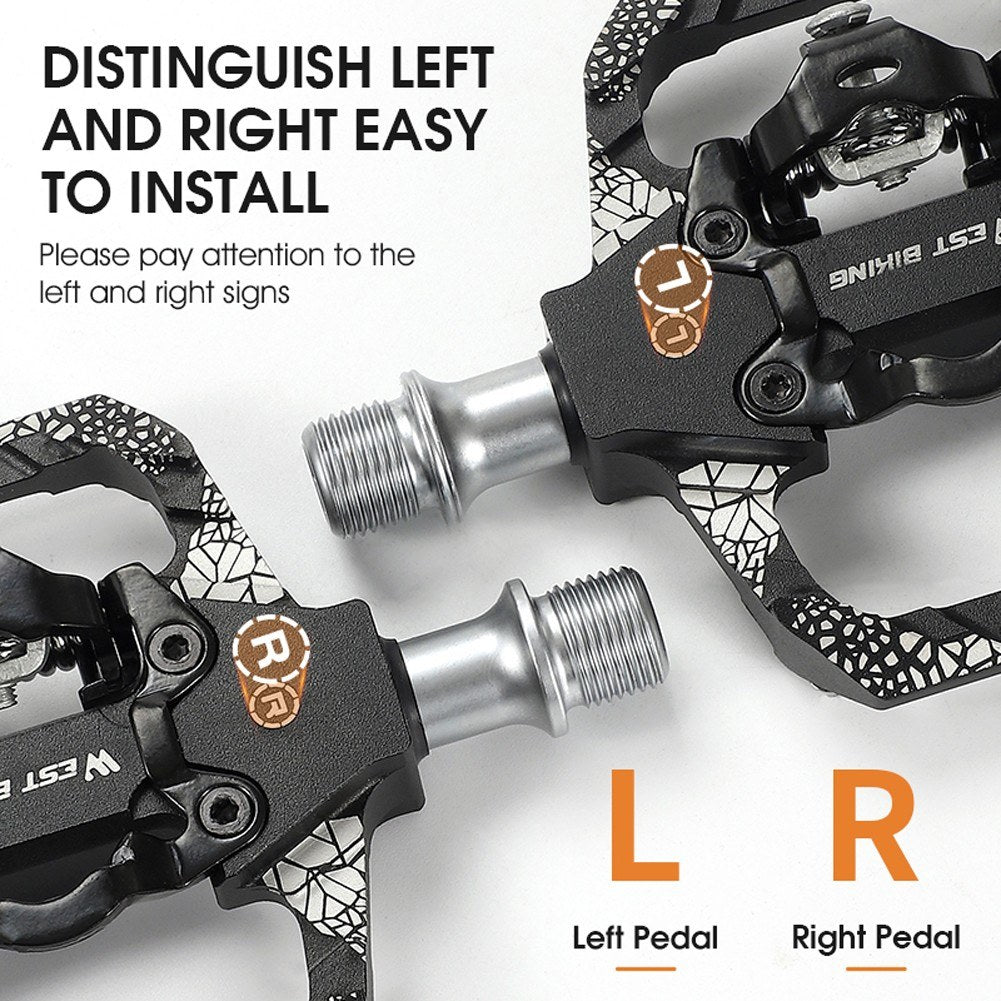 1Pair Metal MTB Bike Pedals Dual Platform SPD Clipless Wear-resistant Bicycle Pedals Sealed Bearing for Mountain Road Bikes - Red