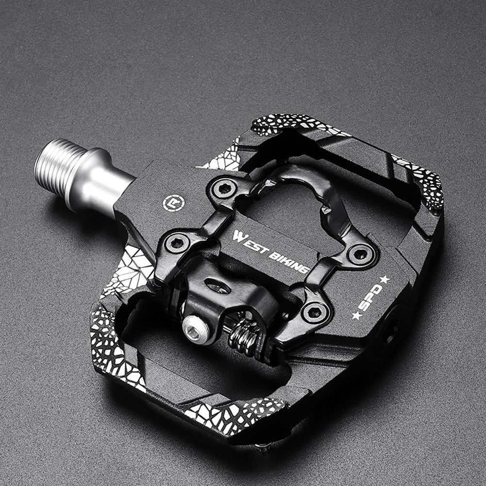 1Pair Metal MTB Bike Pedals Dual Platform SPD Clipless Wear-resistant Bicycle Pedals Sealed Bearing for Mountain Road Bikes - Red