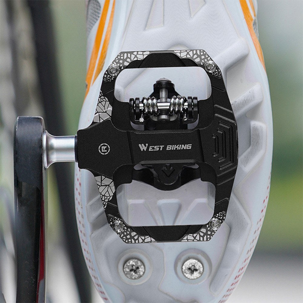 1Pair Metal MTB Bike Pedals Dual Platform SPD Clipless Wear-resistant Bicycle Pedals Sealed Bearing for Mountain Road Bikes - Red