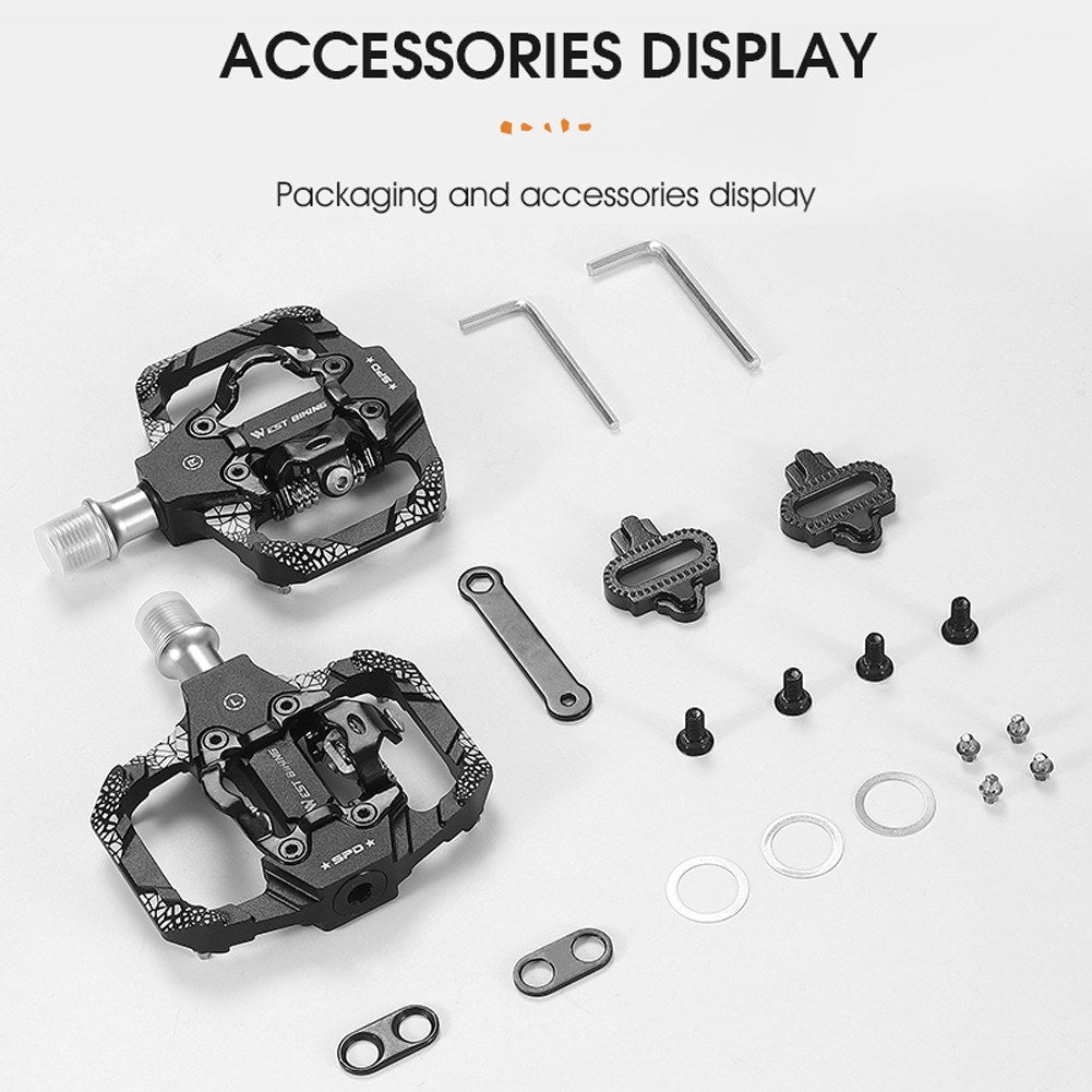 1Pair Metal MTB Bike Pedals Dual Platform SPD Clipless Wear-resistant Bicycle Pedals Sealed Bearing for Mountain Road Bikes - Red