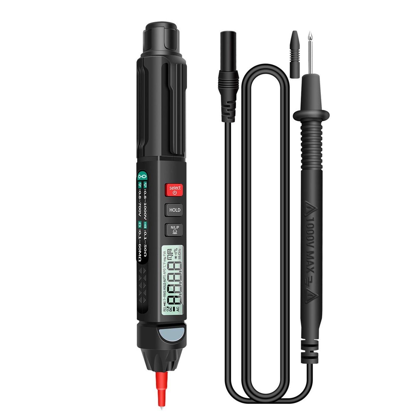 Aneng A3007 Pen Multimeter 6000 Counts Digital Voltage Tester with LCD Display Backlight Flashlight NCV Auto-off for Current Resistance Capacitance Diode Continuity Testing Tool