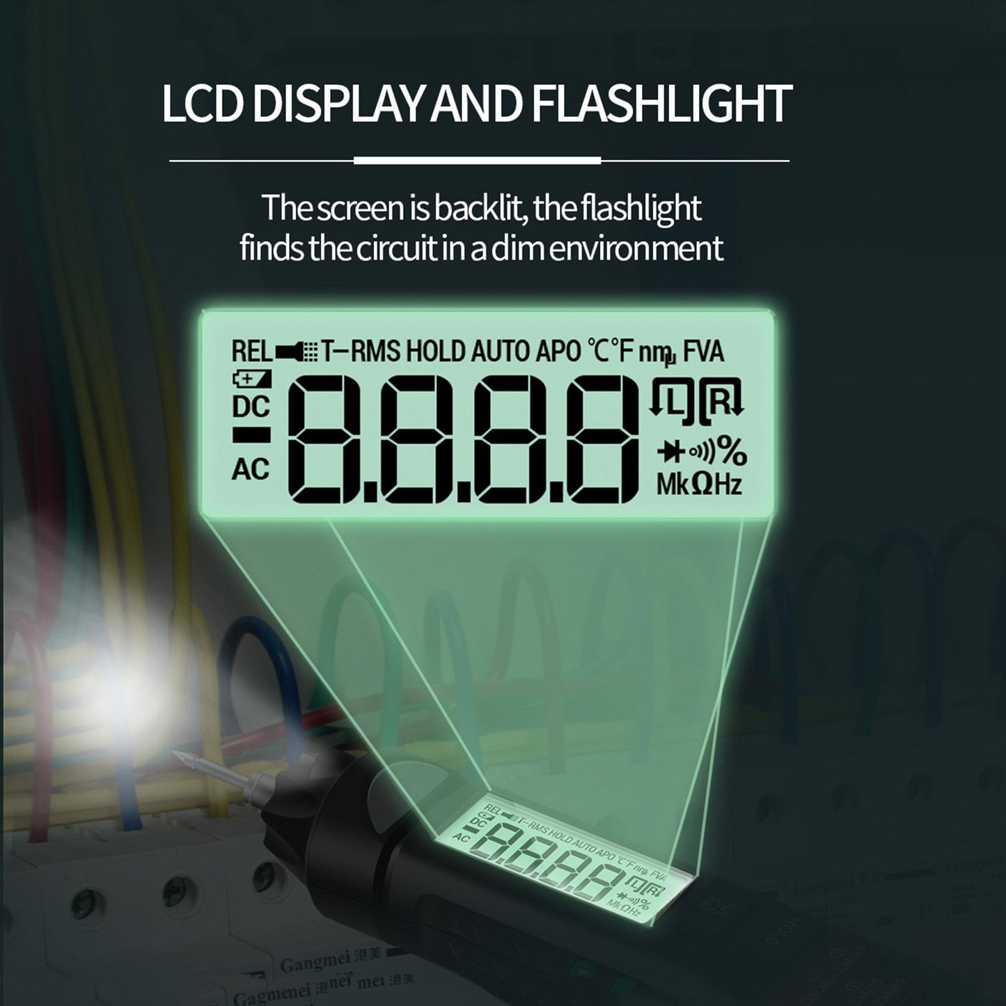 Aneng A3007 Pen Multimeter 6000 Counts Digital Voltage Tester with LCD Display Backlight Flashlight NCV Auto-off for Current Resistance Capacitance Diode Continuity Testing Tool
