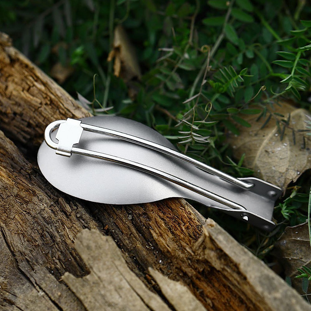 Uniqkart 3Pcs Titanium Folding Utensil Set Fork Knife Spoon Open Campfire Flatware for Camping, Backpacking, Hiking (NO FDA Certificate)