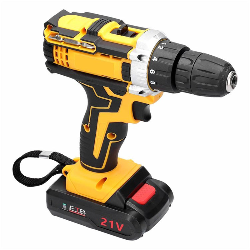 Cordless Drill Set 21V Power Drill 18 Gears of Torque Adjustable Holes Drilling Impact Combo Kit - EU Plug