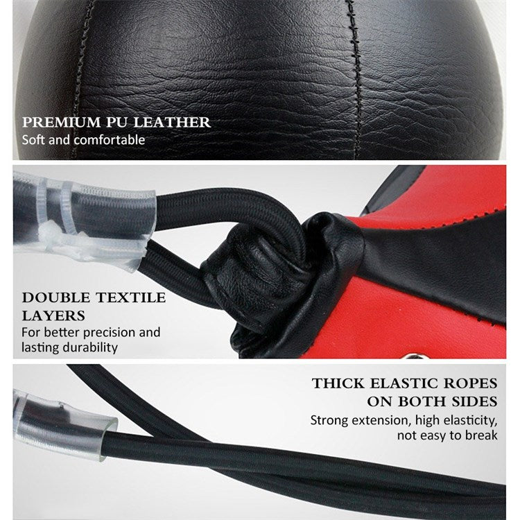 Boxing Ball Speed Punching Bag PU Leather MMA Muay Thai Training Striking Bag with Pump - Black  /  Red