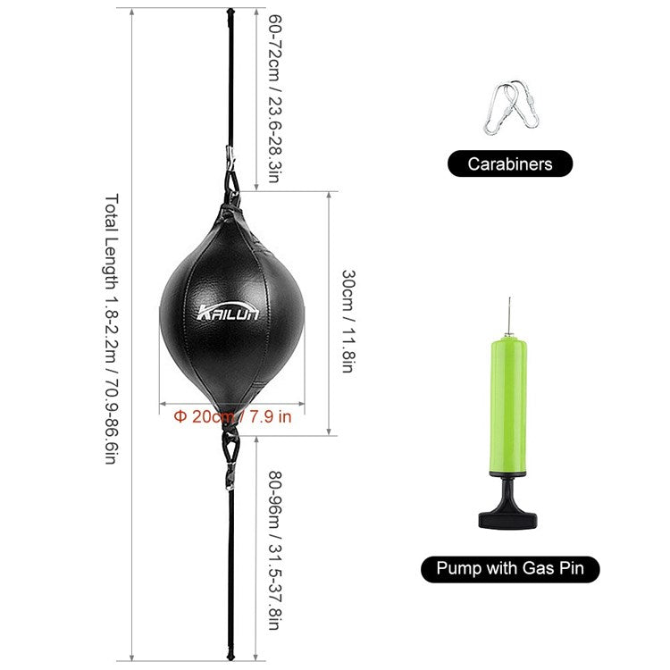 Boxing Ball Speed Punching Bag PU Leather MMA Muay Thai Training Striking Bag with Pump - Black  /  Red