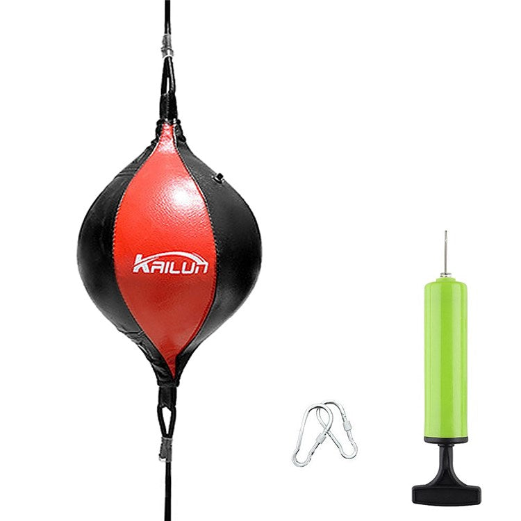 Boxing Ball Speed Punching Bag PU Leather MMA Muay Thai Training Striking Bag with Pump - Black  /  Red