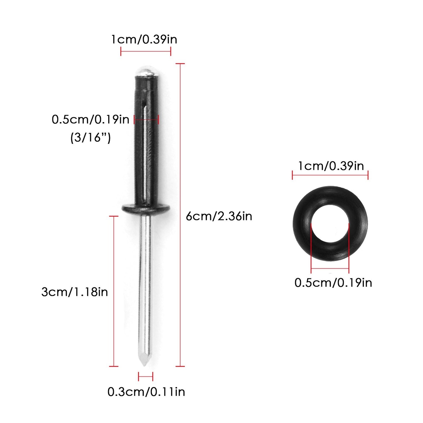 20Pcs Tri-Grip Rivets Kayak Pad Eye Deep Water Long Grip Tri-Fold Mounting Rivet with O Rings Set for Kayak Canoe Boat