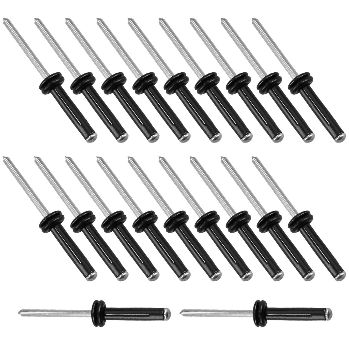 20Pcs Tri-Grip Rivets Kayak Pad Eye Deep Water Long Grip Tri-Fold Mounting Rivet with O Rings Set for Kayak Canoe Boat