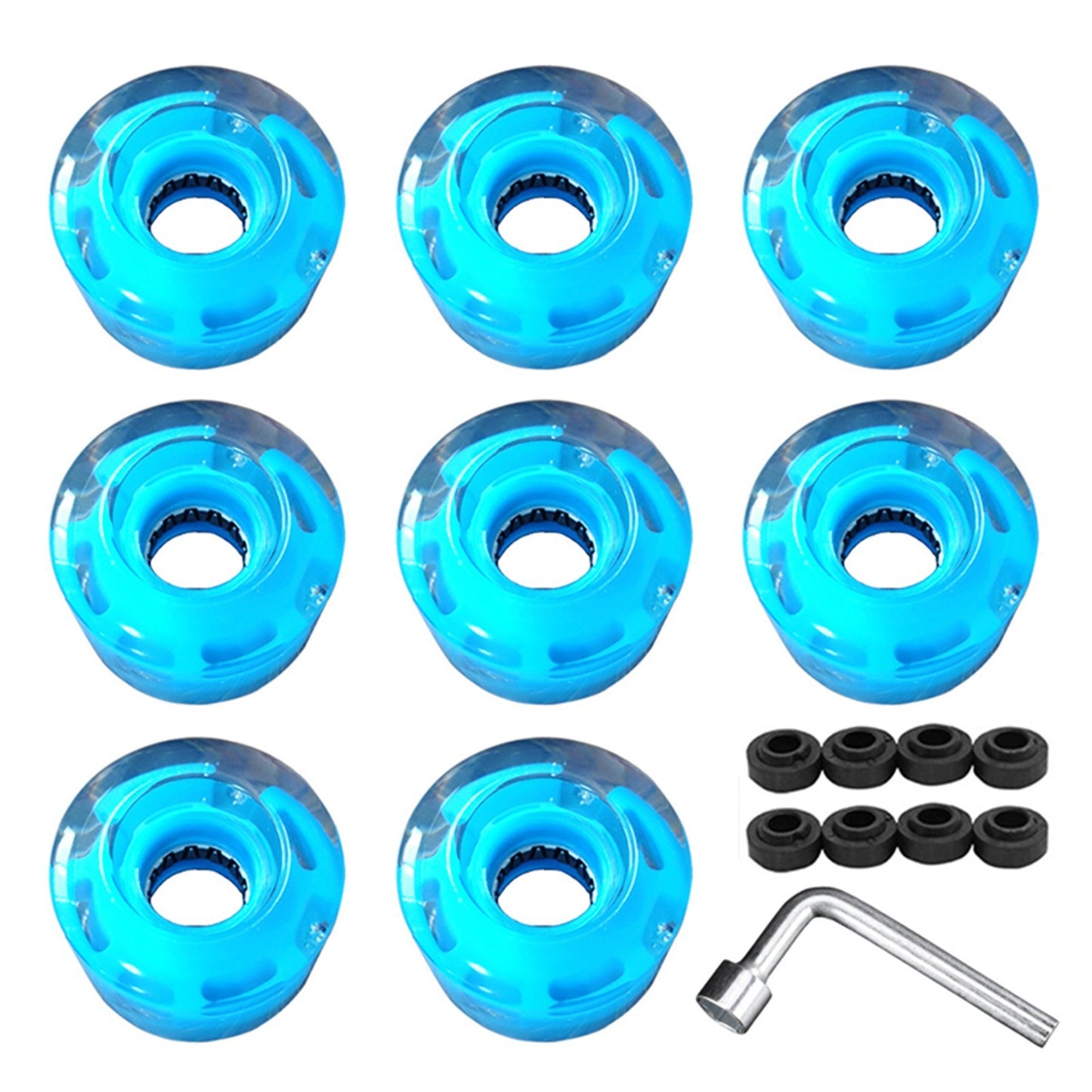 8Pcs Light Up Roller Skate Wheels Luminous Skateboard Wheels  78A PU Cushion Wheels Skateboard, Longboard, Cruiser - Blue