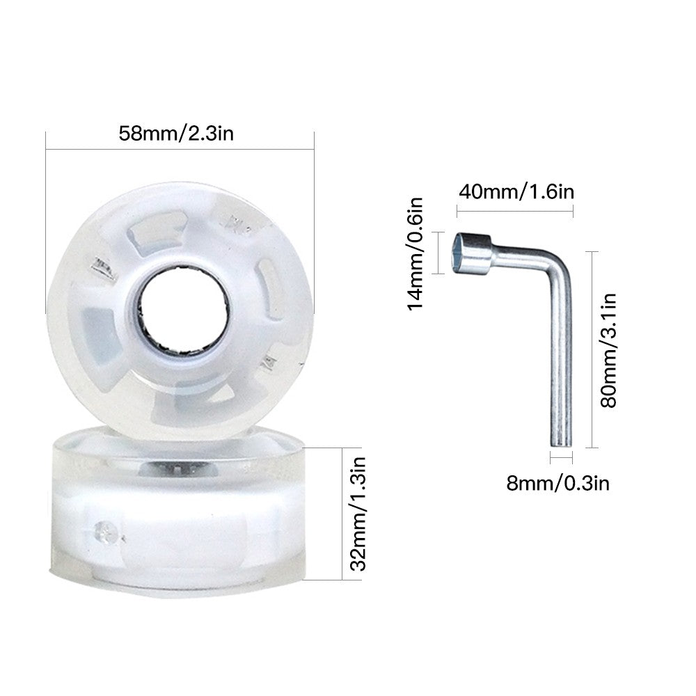 8Pcs Light Up Roller Skate Wheels Luminous Skateboard Wheels  78A PU Cushion Wheels Skateboard, Longboard, Cruiser - Blue