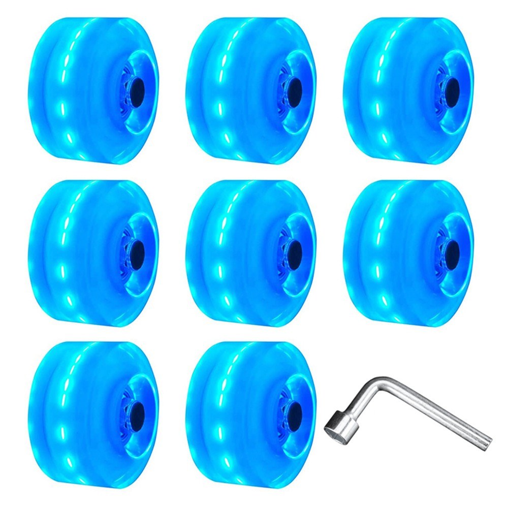 8Pcs Light Up Roller Skate Wheels Luminous Skateboard Wheels  78A PU Cushion Wheels Skateboard, Longboard, Cruiser - Blue