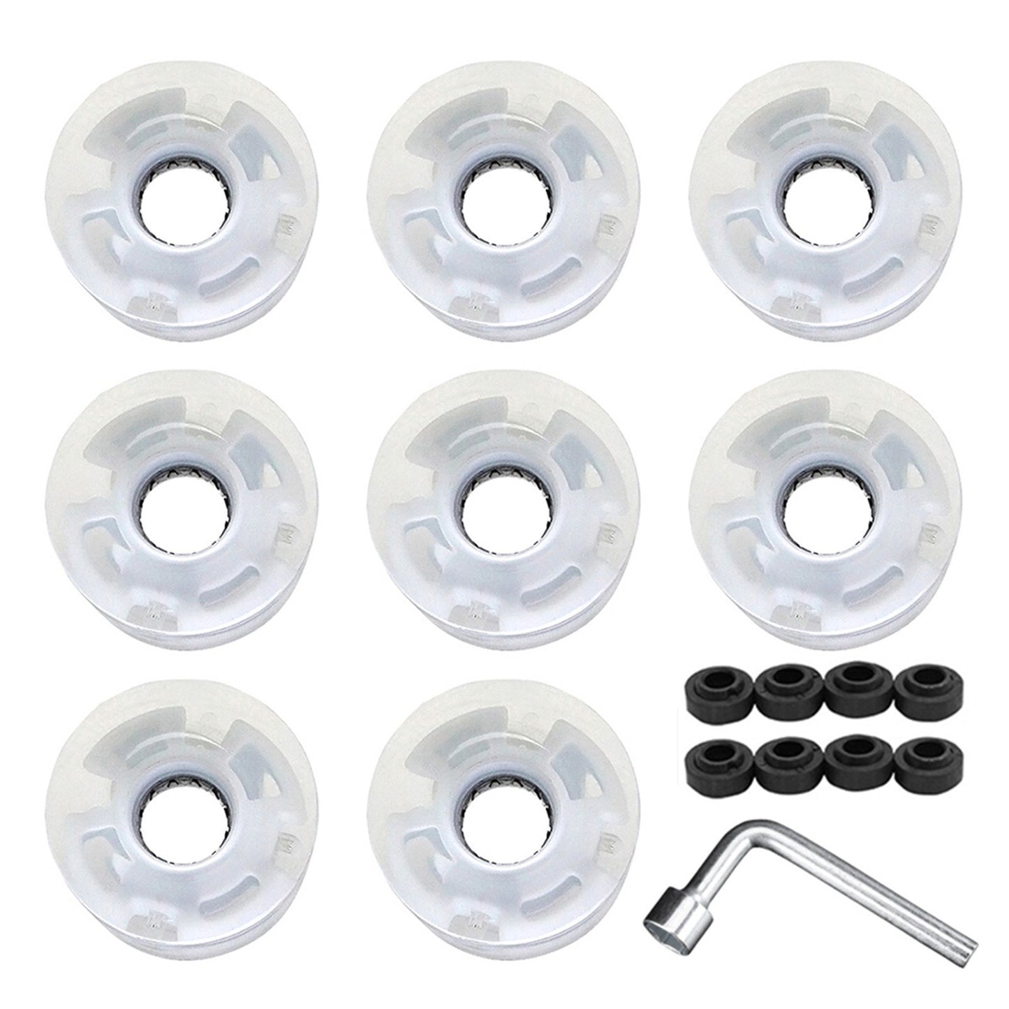 8Pcs Light Up Roller Skate Wheels Luminous Skateboard Wheels  78A PU Cushion Wheels Skateboard, Longboard, Cruiser - White