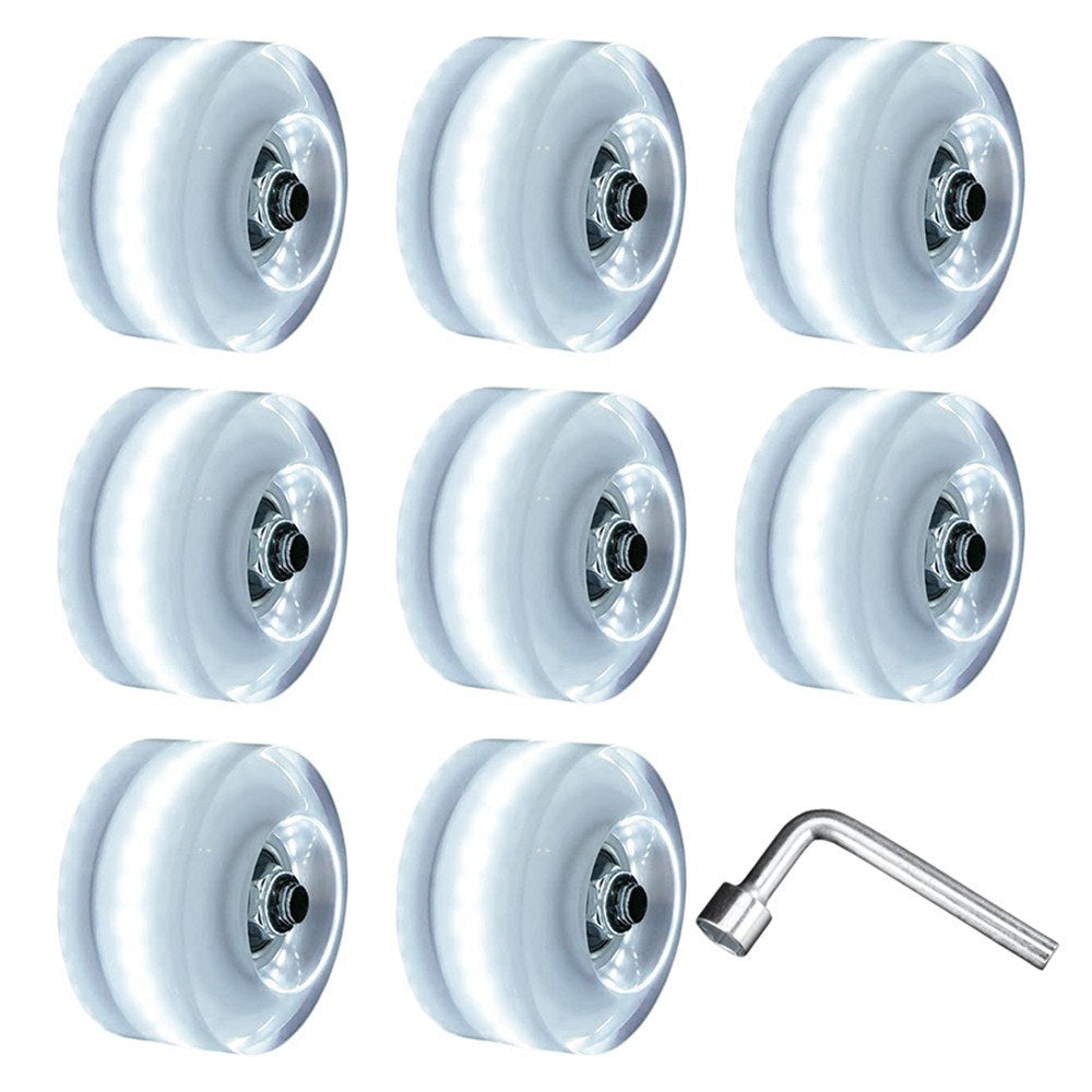 8Pcs Light Up Roller Skate Wheels Luminous Skateboard Wheels  78A PU Cushion Wheels Skateboard, Longboard, Cruiser - White