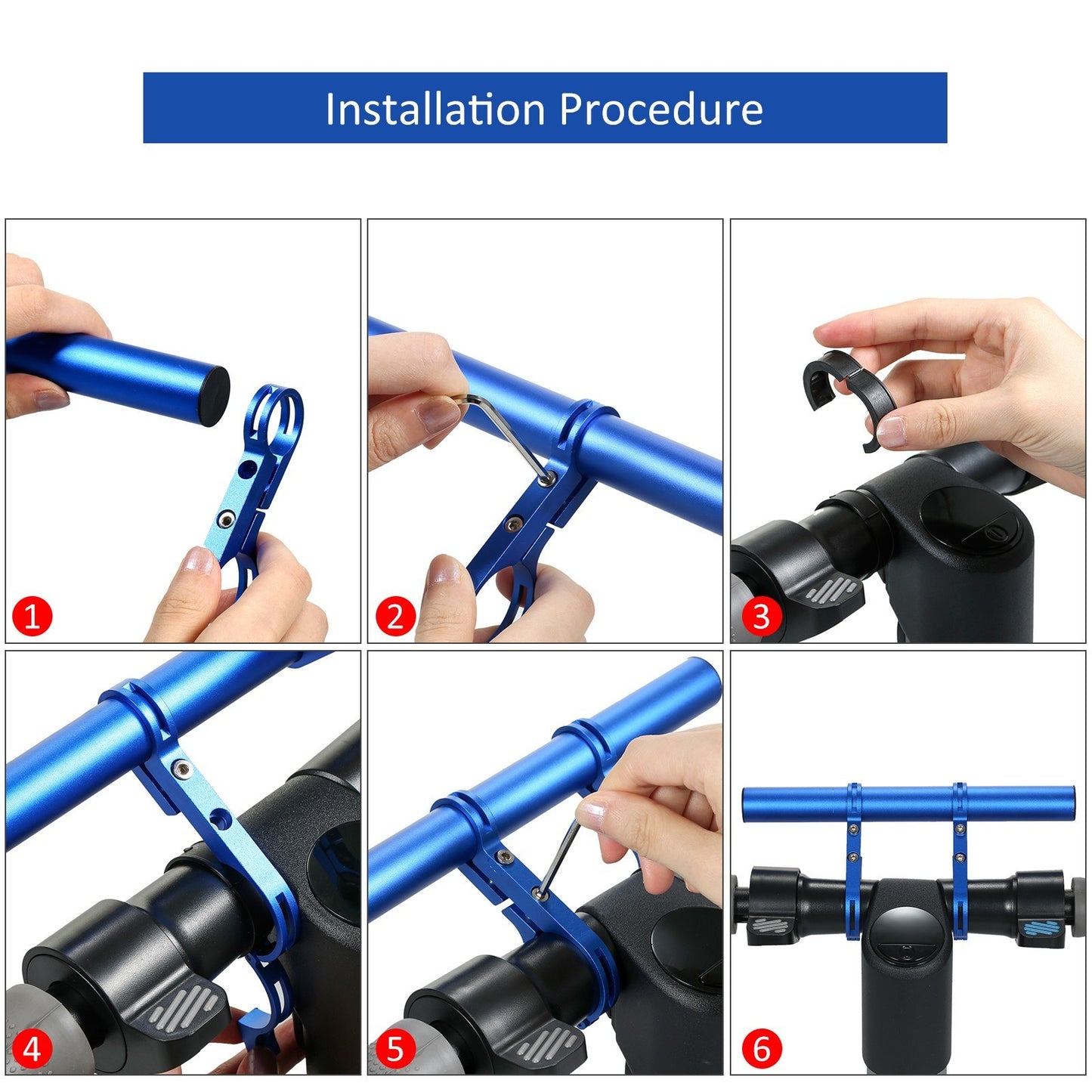 Electric Scooter Horizontal Extension Frame Handlebar Extender for Xiaomi M365, Aluminum Alloy Handlebar Mount - Black