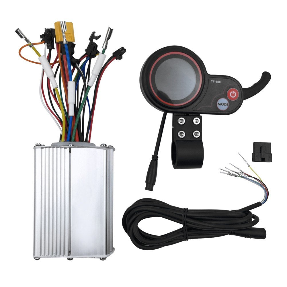 Electric Scooter Motor Controller 48V 20A Aluminium Alloy E-Bike Brushless Motor Controller with Waterproof LCD Display Control Panel - Type 1