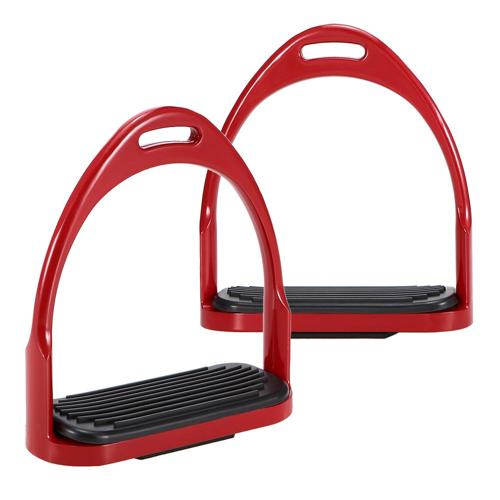 1 Pair Horse Stirrups Aluminum Safety Horse Riding Stirrup Non-Slip Equestrian Stirrups for Saddle - Red