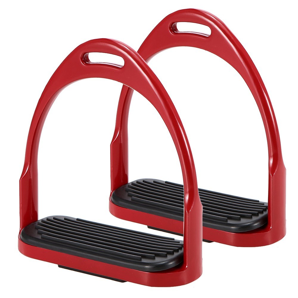 1 Pair Horse Stirrups Aluminum Safety Horse Riding Stirrup Non-Slip Equestrian Stirrups for Saddle - Red