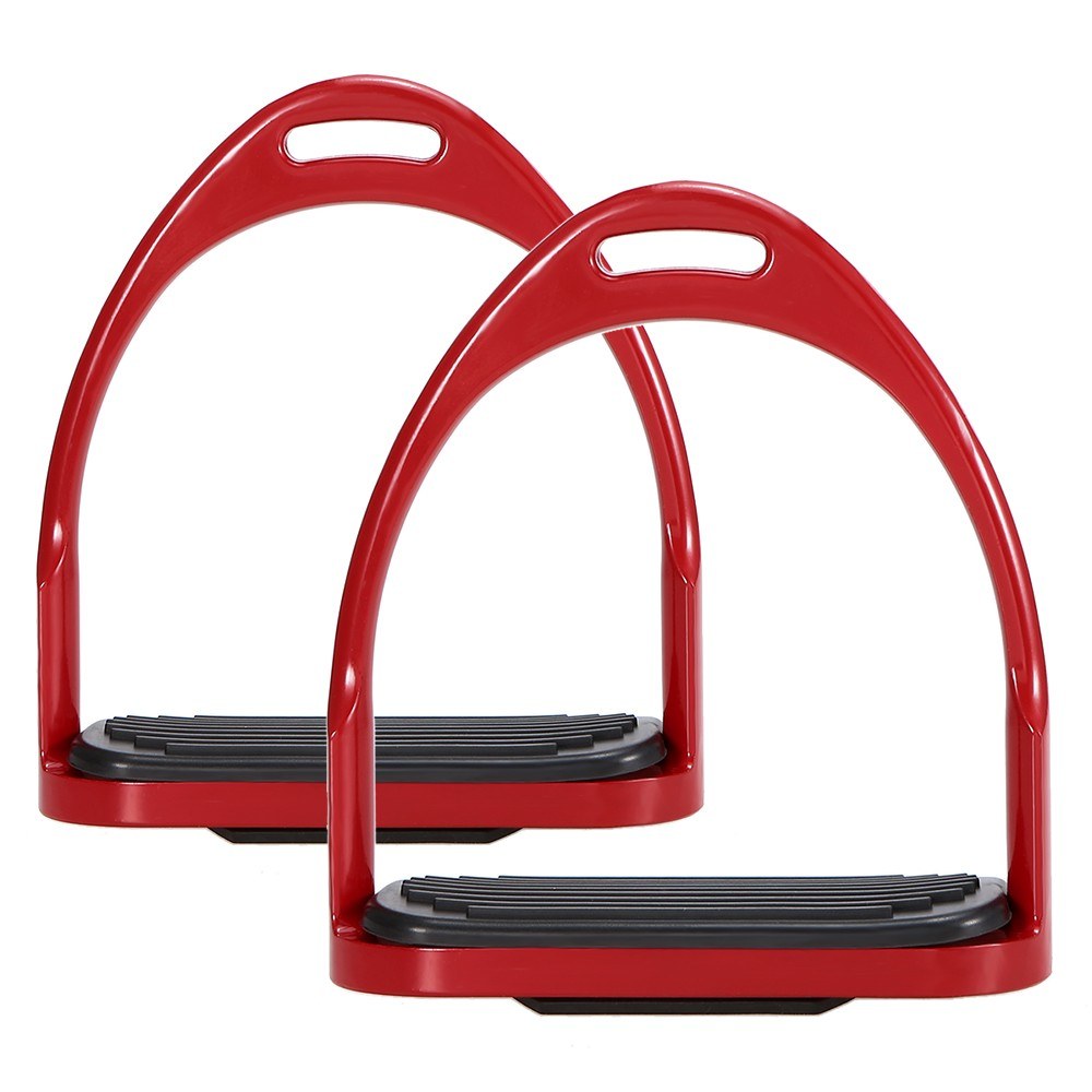 1 Pair Horse Stirrups Aluminum Safety Horse Riding Stirrup Non-Slip Equestrian Stirrups for Saddle - Red