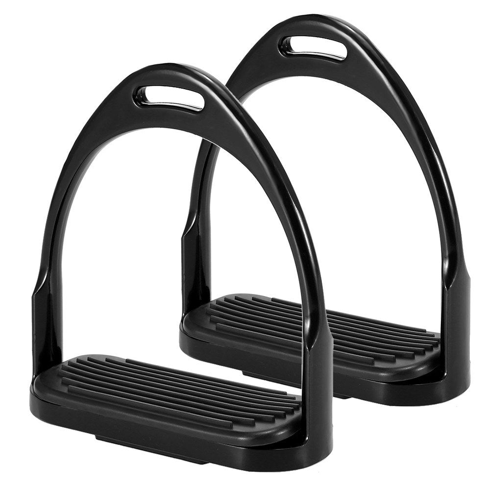 1 Pair Horse Stirrups Aluminum Safety Horse Riding Stirrup Non-Slip Equestrian Stirrups for Saddle - Black