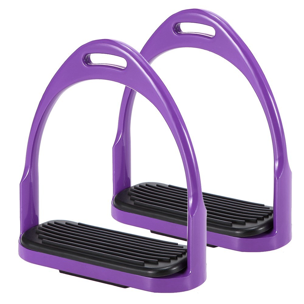 1 Pair Horse Stirrups Aluminum Safety Horse Riding Stirrup Non-Slip Equestrian Stirrups for Saddle - Purple