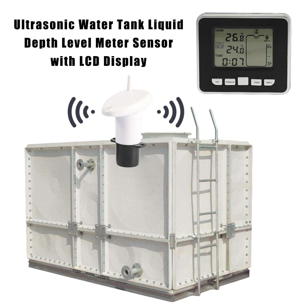 Water Level Sensor Transmitter Ultrasonic Water Tank Liquid Depth Level Meter Sensor with LCD Display