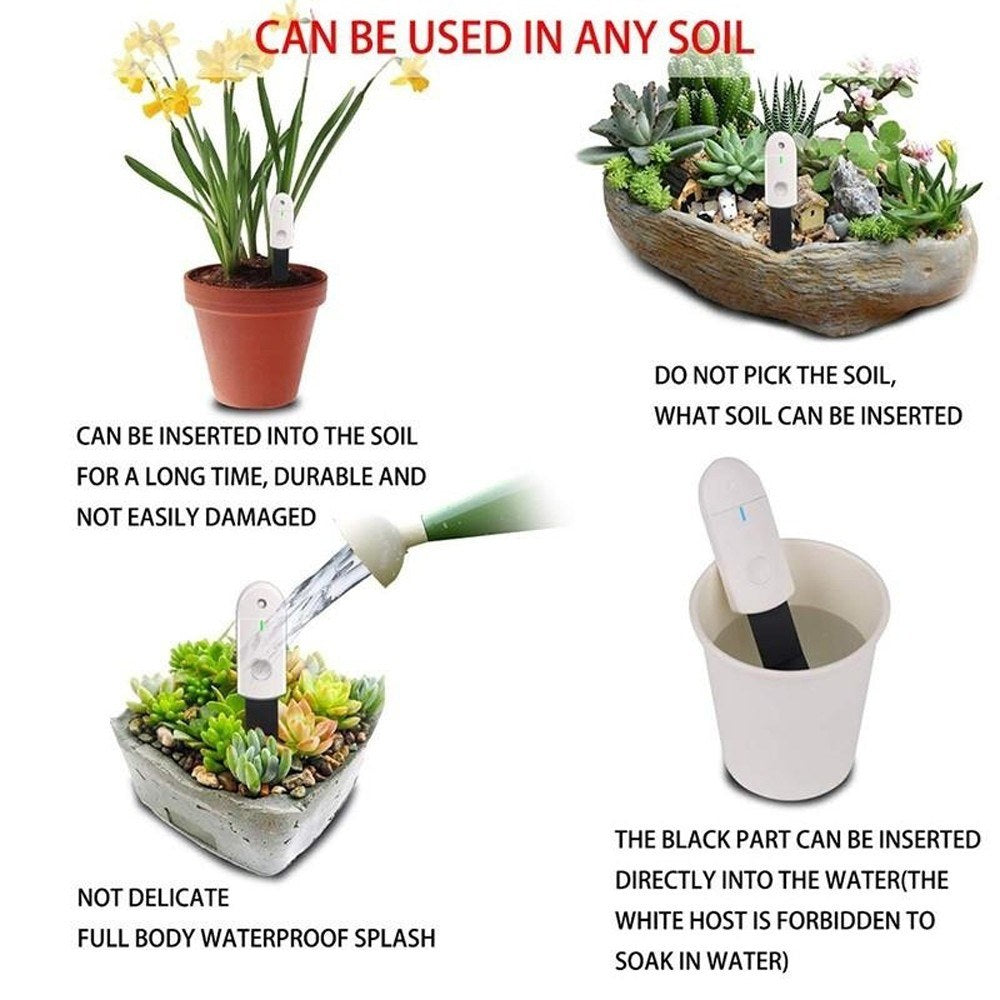 Intelligent Portable Soil Moisture Test Meter Tool with Light Indicator for Garden Indoor Outdoor Farm Lawn Plants Flower Monitor