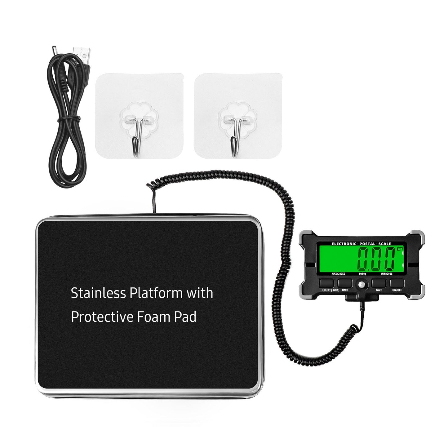 440 Lbs Electronic Postal Shipping Scale 0.05kg Precision LCD Backlight Display Stainless Steel Digital Scale