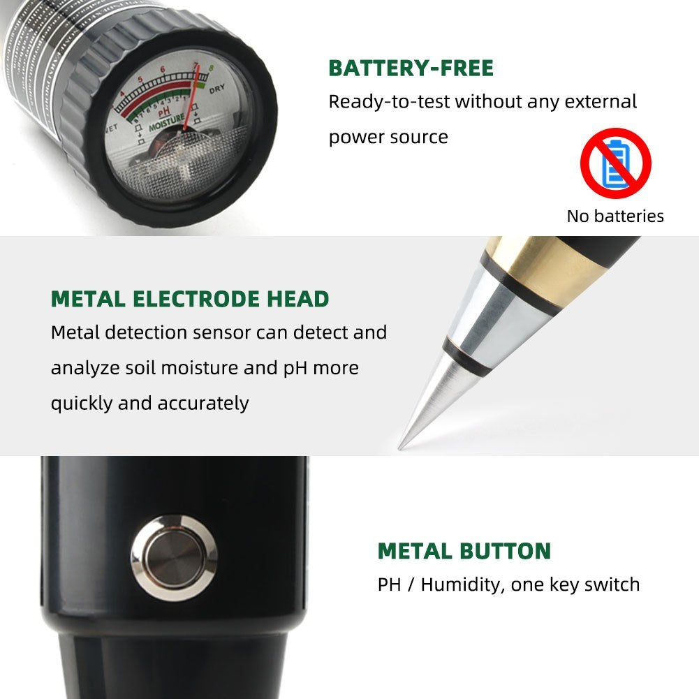 KKmoon Soil PH Meter 2-in-1 Soil Moisture / PH Tester with Waterproof Gasket for Gardens, Farms, Lawns