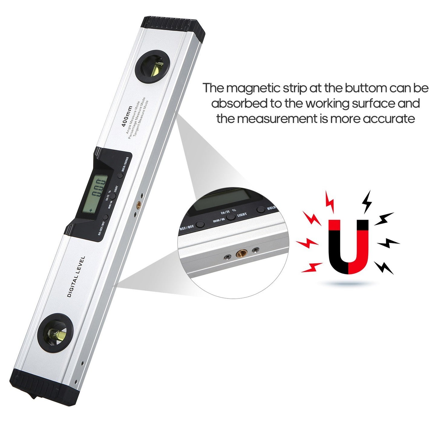 Multipurpose Laser Level Digital Angle Finder 400mm Digital Angle Protractor Spirit Level Gauge Meter