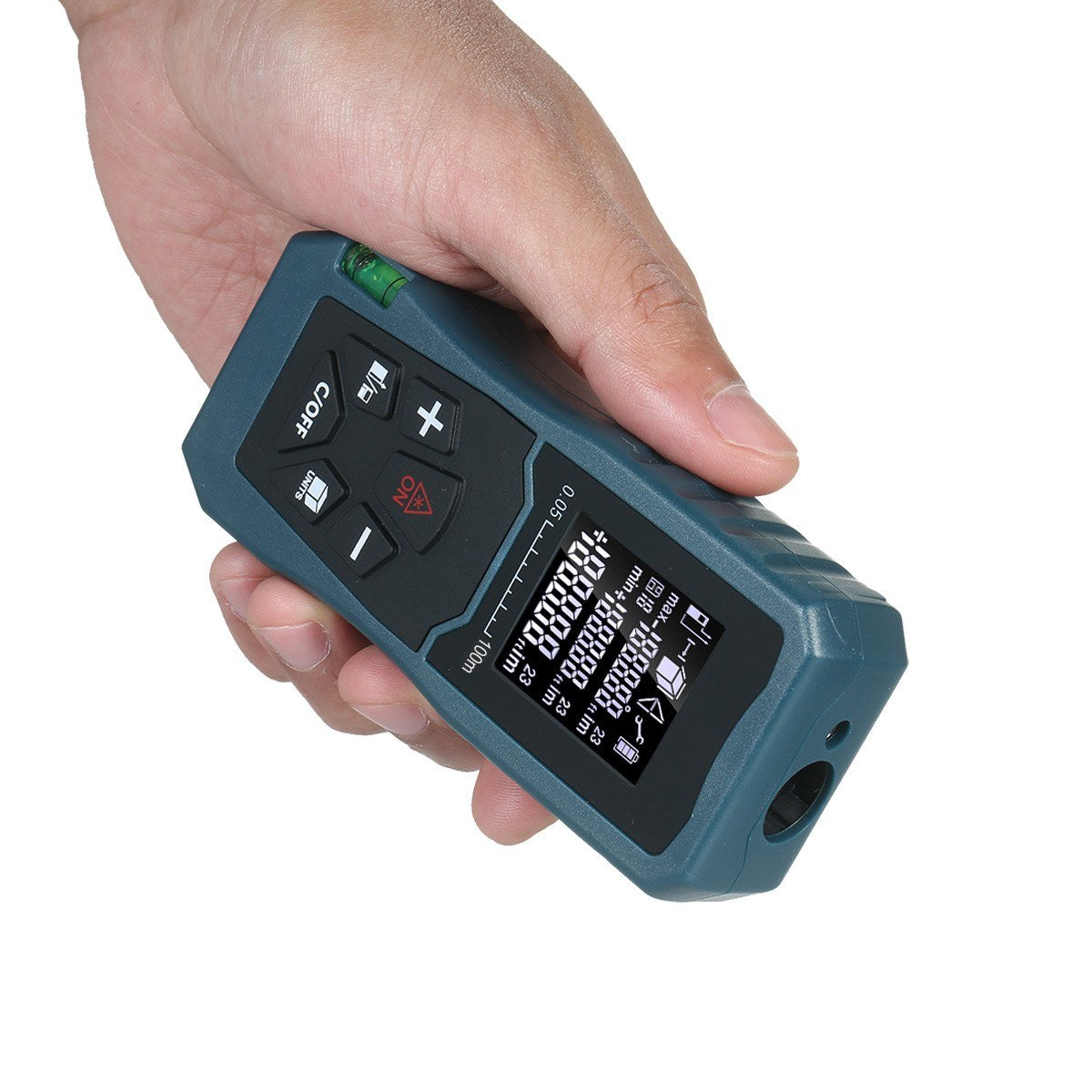 Laser Distance Meter Bubble Level Handheld 1.6-inch LCD Diastimeter Pythagorean Mode Measure Distance Area and Volume - 100m