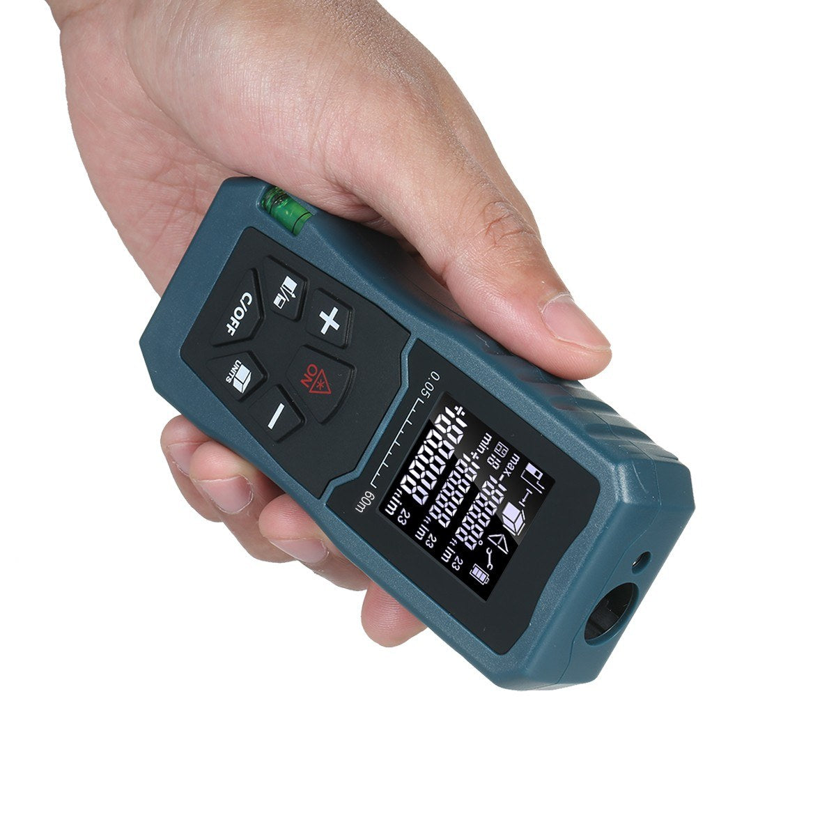 Laser Distance Meter Bubble Level Handheld 1.6-inch LCD Diastimeter Pythagorean Mode Measure Distance Area and Volume - 60m