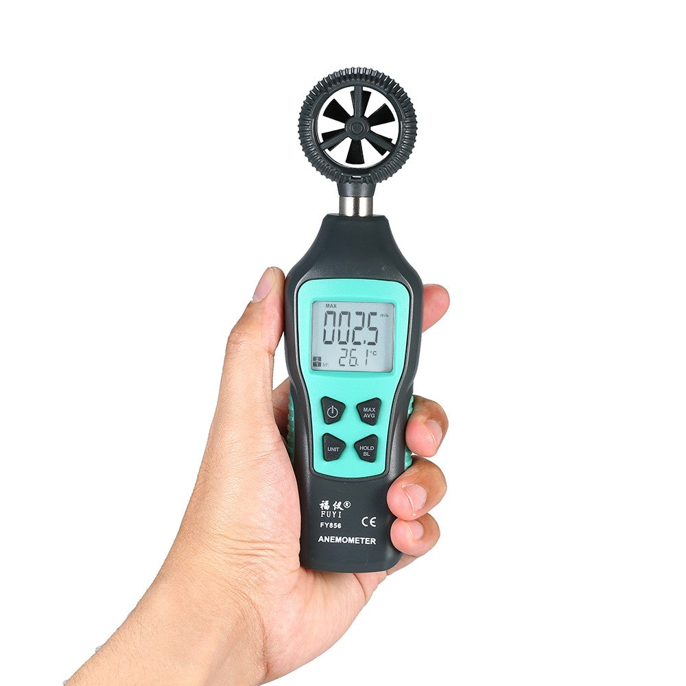 FUYI Digital Anemometer Thermometer Handheld LCD Wind Speed Meter with Max / Min / Data Hold Mode
