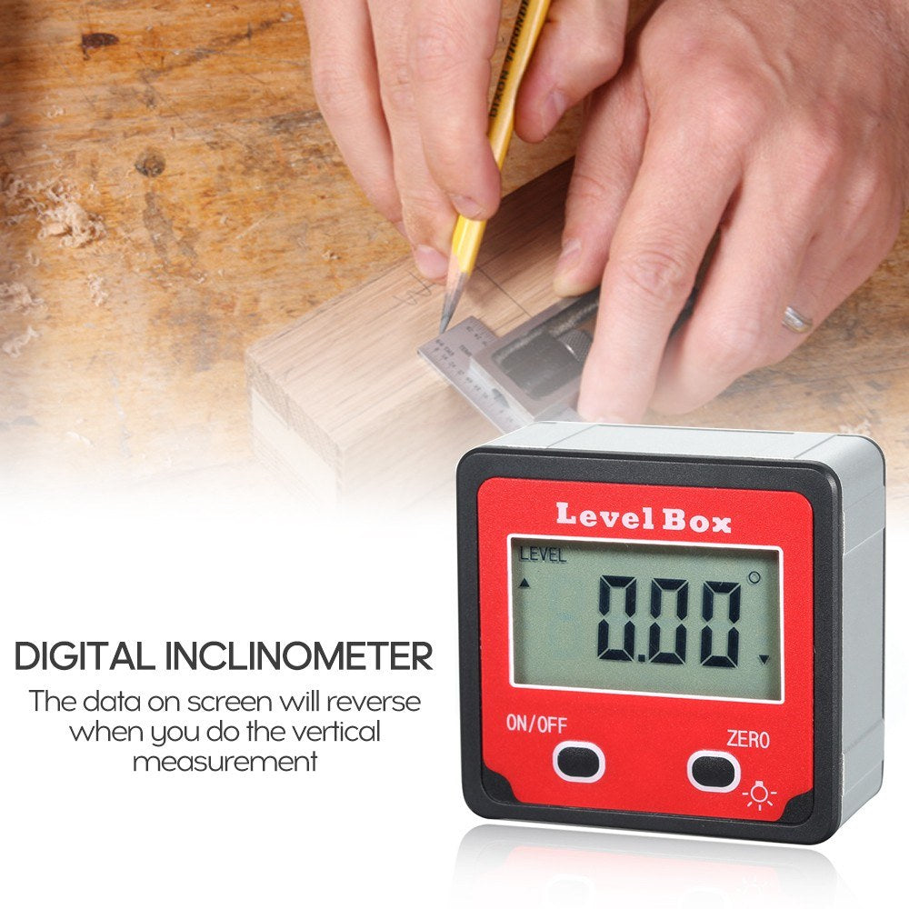 Digital Level Box Aluminum Magnetic Angle Finder Level Gauge Bevel Gage Inclinometer for Carpentry, Building, Masonry