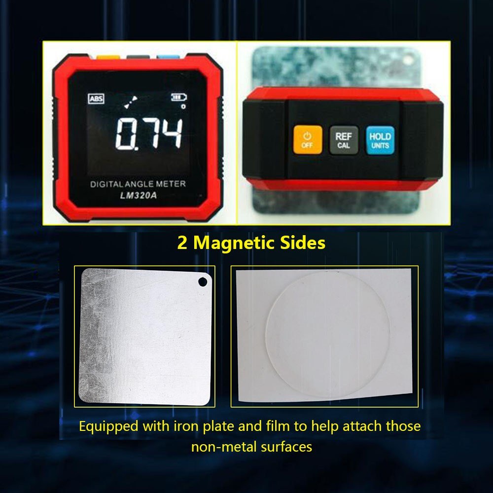 Digital Angle Finder Angle Protractor Inclinometer Bevel Box LCD Digital Angle Gauge with Magnet REF ABS Mode Auto-off