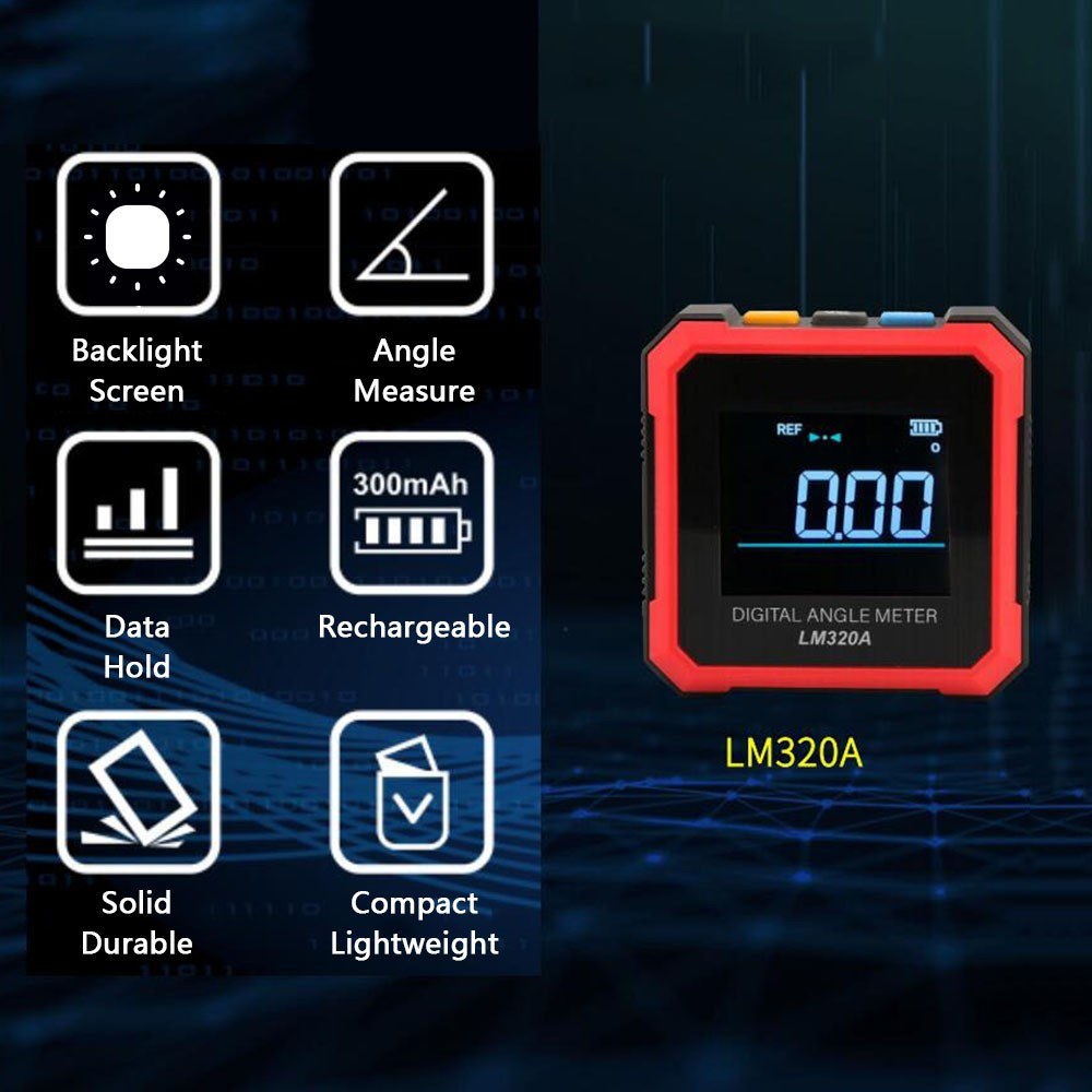 Digital Angle Finder Angle Protractor Inclinometer Bevel Box LCD Digital Angle Gauge with Magnet REF ABS Mode Auto-off