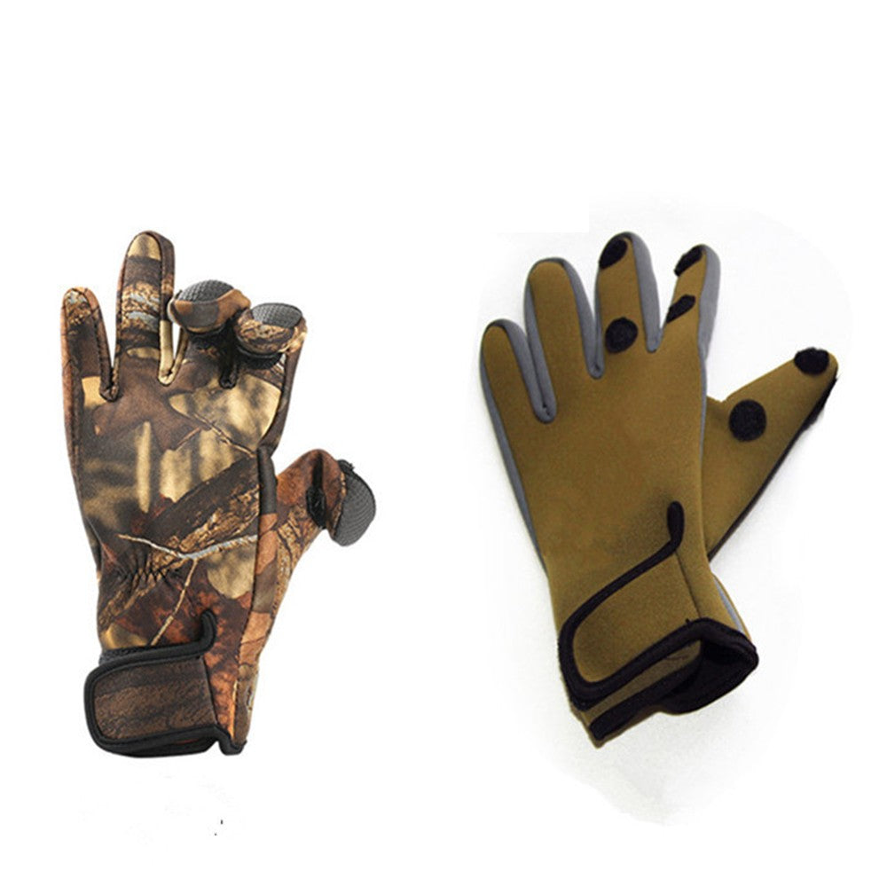 1Pair Fishing Gloves Camouflage Fishing Flip Finger Wear Resistant Gloves for Cycling Shooting Hunting Catch Fish Tool - Size: XL