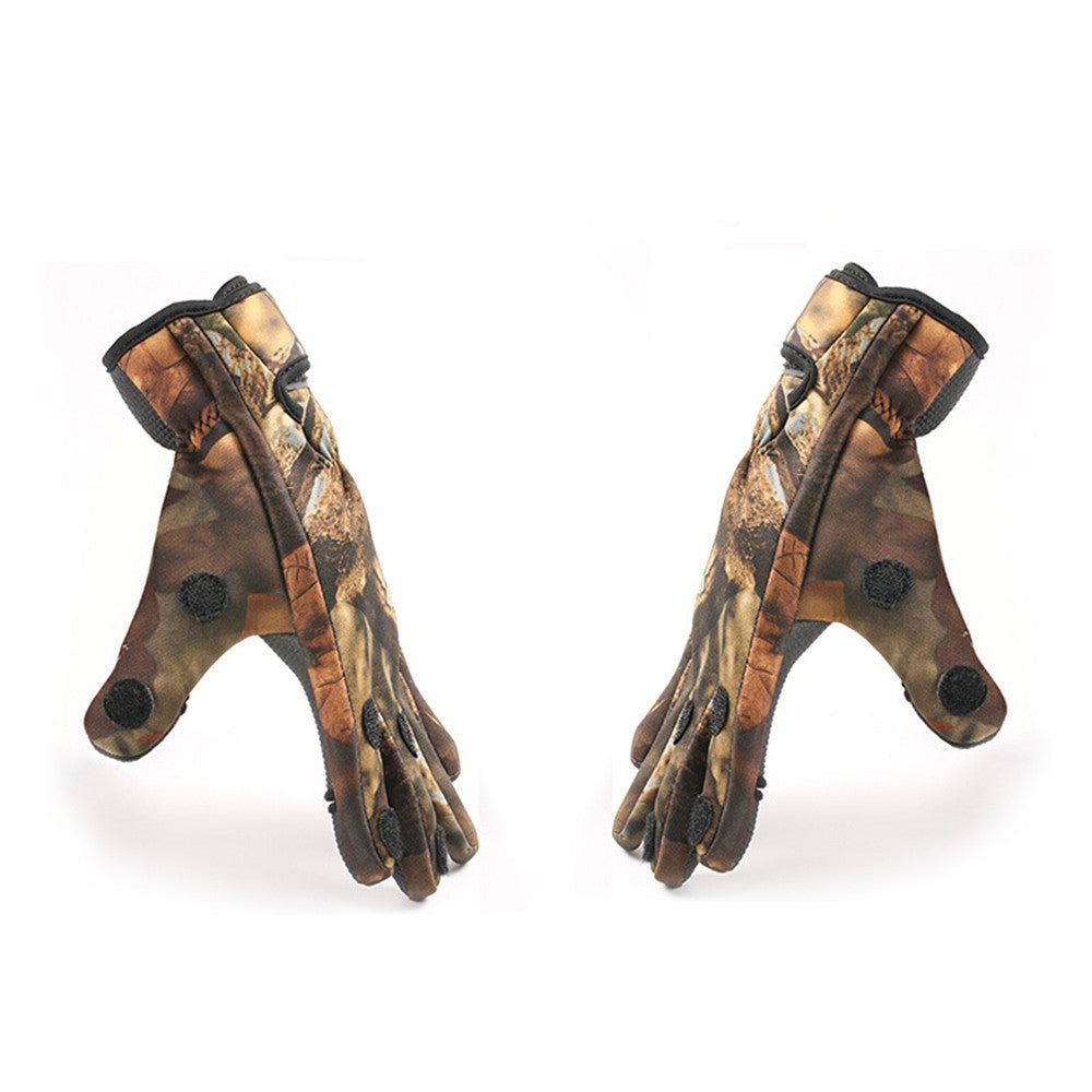1Pair Fishing Gloves Camouflage Fishing Flip Finger Wear Resistant Gloves for Cycling Shooting Hunting Catch Fish Tool - Size: XL
