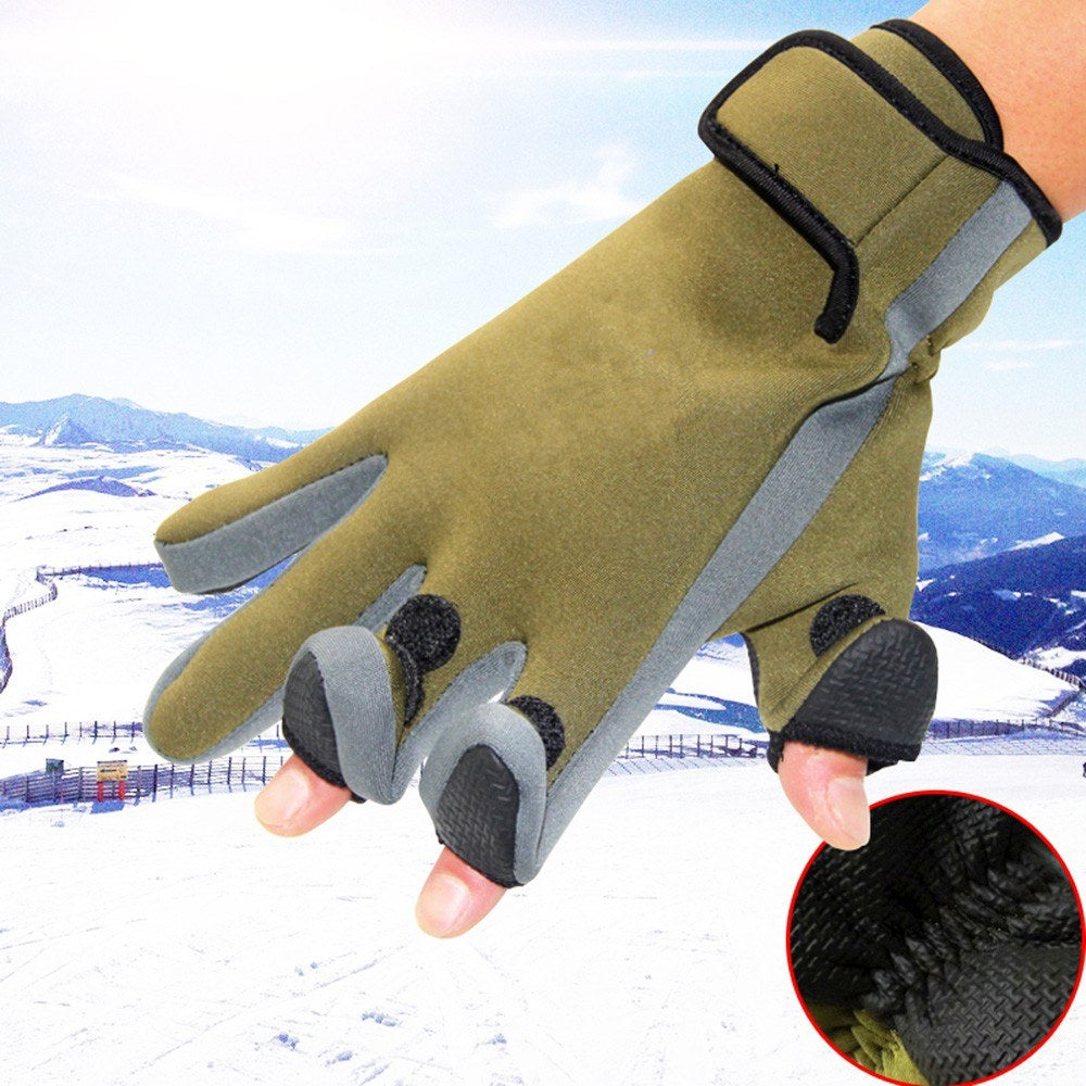1Pair Fishing Gloves Camouflage Fishing Flip Finger Wear Resistant Gloves for Cycling Shooting Hunting Catch Fish Tool - Size: XL